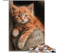 1000 Pieces Jigsaw Puzzle for Adults& Teens Happy Birthday Cat, Elephant Toy Intellectual Game Birthday Present, Gifts, Wall Art for Ages 14+ (Size 50x75cm)