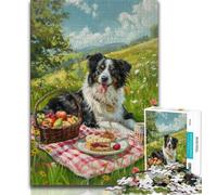 1000 Pieces Jigsaw Puzzle For Adults Teens Happy Border Collie Adult Puzzles,with Matching Poster And Trivia Sheet for And Age 14 Years Up (size 38x26cm)