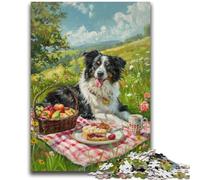 1000 Pieces Jigsaw Puzzle for Adults& Teens Happy Border Collie Educational Game Challenge Toy Wall Decoration Unique Birthday And Xmas Gifts 26x38cm