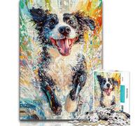1000 Pieces Jigsaw Puzzle for Adults& Teens Happy Border Collie,Educational Games Home Decoration Is Ideal As A Gift for The Whole Family 38x26cm