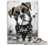 1000 Pieces Jigsaw Puzzle For Adults Teens Happy Boxer Puppy Teenager Puzzles,Educational Toy Funny Family Games Unique Home Decor (50x75cm)