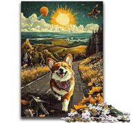 1000 Pieces Jigsaw Puzzle For Adults Teens Happy Corgi 1000 Pieces for Adults,Staycation Kill Time with Matching Poster And Trivia Sheet (26x38cm)