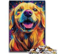 1000 Pieces Jigsaw Puzzle For Adults Teens Happy Golden Retriever Jigsaw,with Matching Poster And Trivia Sheet for And Age 14 Years Up (75x50cm)
