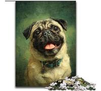 1000 Pieces Jigsaw Puzzle For Adults Teens Happy Pug Challenging Game And Family Play with Fully Interlocking Randomly Shaped Pieces 26x38cm