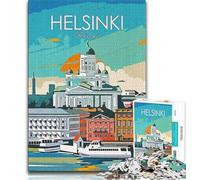 1000 Pieces Jigsaw Puzzle for Adults& Teens Helsinki Vintage Poster,for Educational Game Challenge Toy Birthday Present,Gifts,Wall Art (75x50cm)