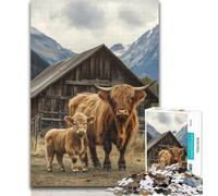 1000 Pieces Jigsaw Puzzle for Adults& Teens Highland Cow 1000 Piece Jigsaw,Challenging Game Gifts for Is Ideal As A Gift for The Whole Family 26x38cm