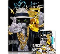1000 Pieces Jigsaw Puzzle For Adults Teens Hip Hop Rapper Tabby Cat Teenager Jigsaw,Classic Educational Games Beautiful Decoration 75x50cm