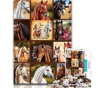1000 Pieces Jigsaw Puzzle For Adults Teens Horse Collage 1000 Pieces for Teenagers,Stress Reliever Difficult Challenge Home Decoration Toys 26x38cm
