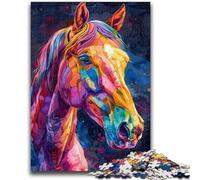 1000 Pieces Jigsaw Puzzle for Adults& Teens Horse Watercolor Puzzles for Teenagers,Family Game Stress Reliever Difficult Challenge Suitable for Couples (38x26cm)