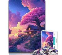 1000 Pieces Jigsaw Puzzle for Adults& Teens House Under Cherry Blossoms Adult Jigsaw,Stress Reliever Difficult Challenge Secret Santa Gifts 38x26cm