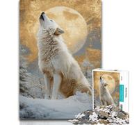 1000 Pieces Jigsaw Puzzle For Adults Teens Howling White Wolf Puzzles for Adults,Educational Toy Funny Family Games Unique Home Decor 50x75cm