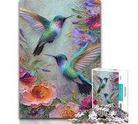1000 Pieces Jigsaw Puzzle for Adults& Teens Hummingbird Oil Painting 1000 Piece Puzzle,with Matching Poster And Trivia Sheet for Ages 14+ 50x75cm