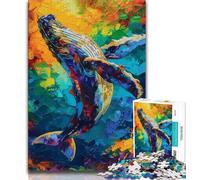 1000 Pieces Jigsaw Puzzle for Adults& Teens Humpback Whale,Stress Reliever Staycation Kill Time Wishlist with Santa Claus 50x75cm
