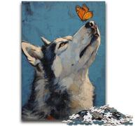 1000 Pieces Jigsaw Puzzle For Adults Teens Husky Butterfly 1000 Piece Puzzle,Educational Toys & Games for Adults And Teenagers (26x38cm)