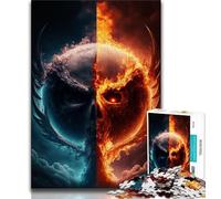 1000 Pieces Jigsaw Puzzle for Adults& Teens Ice And Fire Skull Teenager Puzzles,Educational Games Home Decoration Suitable for Desktop Decoration (size 75x50cm)