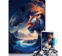 1000 Pieces Jigsaw Puzzle For Adults Teens Ice And Fire Tiger Teenager Puzzles,Educational Toy Funny Family Games Unique Home Decor 26x38cm