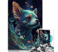 1000 Pieces Jigsaw Puzzle for Adults& Teens Illusion Chihuahua Dog 1000 Piece Jigsaw,for Educational Game Challenge Toy Deal As Gifts for The Whole Family (size 75x50cm)