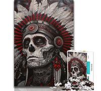 1000 Pieces Jigsaw Puzzle for Adults& Teens Indian Skull Teenager Jigsaw,Suitable for Desktop Decoration for And Age 14 (size 38x26cm)