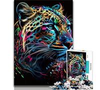 1000 Pieces Jigsaw Puzzle for Adults& Teens Jaguar Pop Art Animal Face 1000 Pieces for Adults,Fun Games Wall Decoration Unique Birthday And Xmas Gifts (size 38x26cm)