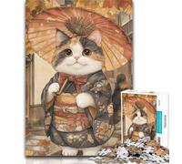 1000 Pieces Jigsaw Puzzle For Adults Teens Japanese Samurai Cat Jigsaw,Learning Educational Toys Family Games Gifts for Friends And Family 50x75cm