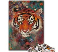 1000 Pieces Jigsaw Puzzle For Adults Teens Japanese Style Tiger Stress Reliever Staycation Kill Time with Matching Poster And Trivia Sheet 50x75cm