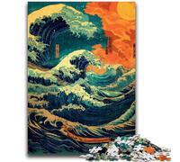 1000 Pieces Jigsaw Puzzle for Adults& Teens Japanese Waves Challenging Game And Family Play A Work of Art for Age 14 50X75CM