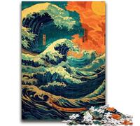 1000 Pieces Jigsaw Puzzle For Adults Teens Japanese Waves Stress Reliever Difficult Challenge Is Ideal As Gifts for The Whole Family 26x38cm