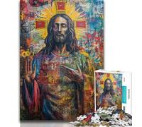 1000 Pieces Jigsaw Puzzle for Adults& Teens Jesus Graffiti 1000 Pieces for Adults,Birthday Present, Gifts, Wall Art for Age 14 Years Up (size 38x26cm)