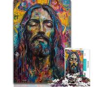 1000 Pieces Jigsaw Puzzle for Adults& Teens Jesus Graffiti,Challenging To Complete But Fun And Humorous Unique Birthday And Gifts 38x26cm