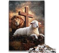 1000 Pieces Jigsaw Puzzle For Adults Teens Jesus Lion Sheep Learning Educational Toys Fun at Home Activities, Birthday Present,Travel Gifts 38x26cm