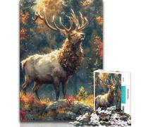 1000 Pieces Jigsaw Puzzle For Adults Teens Jungle Deer,Learning Educational Toys Family Games Unique Birthday And Gifts (38x26cm)