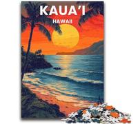 1000 Pieces Jigsaw Puzzle for Adults& Teens Kauai Hawaii Illustration 1000 Piece Jigsaw,Fun Activity for Home, Rainy Days Toys, Birthday Gifts (50x75cm)