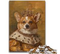 1000 Pieces Jigsaw Puzzle For Adults Teens King Shiba Inu Stress Reliever Staycation Kill Time with Matching Poster And Trivia Sheet 26x38cm