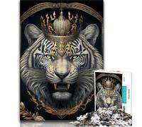 1000 Pieces Jigsaw Puzzle For Adults Teens King Tiger Golden Art Deco 1000 Piece Jigsaw,Birthday Present, Gifts, Wall Art for Ages 14+ (size 75x50cm)