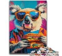 1000 Pieces Jigsaw Puzzle for Adults& Teens Koala Eating A Hamburger Puzzles for Teenagers,Vibrant And Unique Design Relaxing & Challenging Puzzle Experience (38x26cm)
