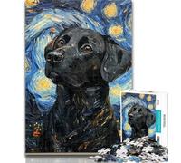 1000 Pieces Jigsaw Puzzle For Adults Teens Labrador Under The Night Sky Puzzles for Adults,Relax Games Is Ideal As A Gift for The Whole Family 26x38cm