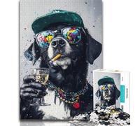 1000 Pieces Jigsaw Puzzle for Adults& Teens Labrador Wearing Glasses Adult Jigsaw,Educational Toys & Games for Adults And Teenagers 75x50cm