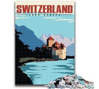 1000 Pieces Jigsaw Puzzle for Adults& Teens Lake Geneva Switzerland Adult Jigsaw,Stress Reliever Difficult Challenge Secret Santa Gifts (50x75cm)