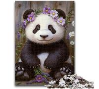 1000 Pieces Jigsaw Puzzle For Adults Teens Lavender Panda Stress Reliever Staycation Kill Time with Matching Poster And Trivia Sheet 26x38cm
