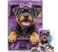 1000 Pieces Jigsaw Puzzle for Adults& Teens Lavender Rottweiler,for Educational Game Challenge Toy Birthday Present,Gifts,Wall Art (38x26cm)