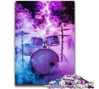 1000 Pieces Jigsaw Puzzle For Adults Teens Lightning Drum Set Stress Reliever Staycation Kill Time with Matching Poster And Trivia Sheet 26x38cm