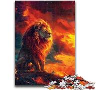 1000 Pieces Jigsaw Puzzle For Adults Teens Lion at Sunset Stress Reliever Staycation Kill Time with Matching Poster And Trivia Sheet 50x75cm