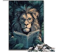 1000 Pieces Jigsaw Puzzle For Adults Teens Lion Reading A Newspaper, Stress Reliever Difficult Challenge Home Decoration Toys (size 26x38cm)