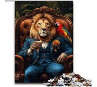 1000 Pieces Jigsaw Puzzle For Adults Teens Lion Sitting on The Sofa,Family Game Stress Reliever Difficult Challenge Suitable for Couples 38x26cm