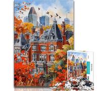 1000 Pieces Jigsaw Puzzle For Adults Teens Lovely City Landscape in Watercolour, Learning Educational Toys,for Is Ideal As A Gift for The Whole Family for And 14 Years Old 38x26cm
