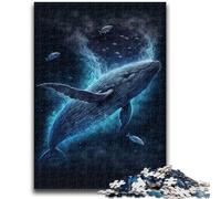 1000 Pieces Jigsaw Puzzle for Adults& Teens Luminous Whale Family Game Stress Reliever Difficult Challenge Secret Santa Gifts 50x75cm