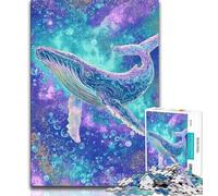 1000 Pieces Jigsaw Puzzle For Adults Teens Majestic Spiritual Whale, Challenging Game And Family Play,with Matching Poster And Trivia Sheet for Age 14 38x26cm