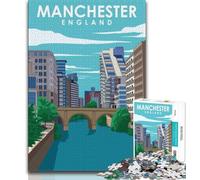1000 Pieces Jigsaw Puzzle For Adults Teens Manchester England Art,Help The Brain Exercise Addictive Toys to Cultivate Patience Wall Decoration (75x50cm)
