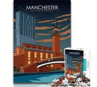 1000 Pieces Jigsaw Puzzle for Adults& Teens Manchester Travel Poster,for Educational Game Challenge Toy Birthday Present,Gifts,Wall Art (75x50cm)
