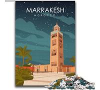 1000 Pieces Jigsaw Puzzle for Adults& Teens Marrakesh Travel Poster Help The Brain Exercise Addictive Toys to Cultivate Patience Parent-child Interaction (38x52cm) 1000pcs
